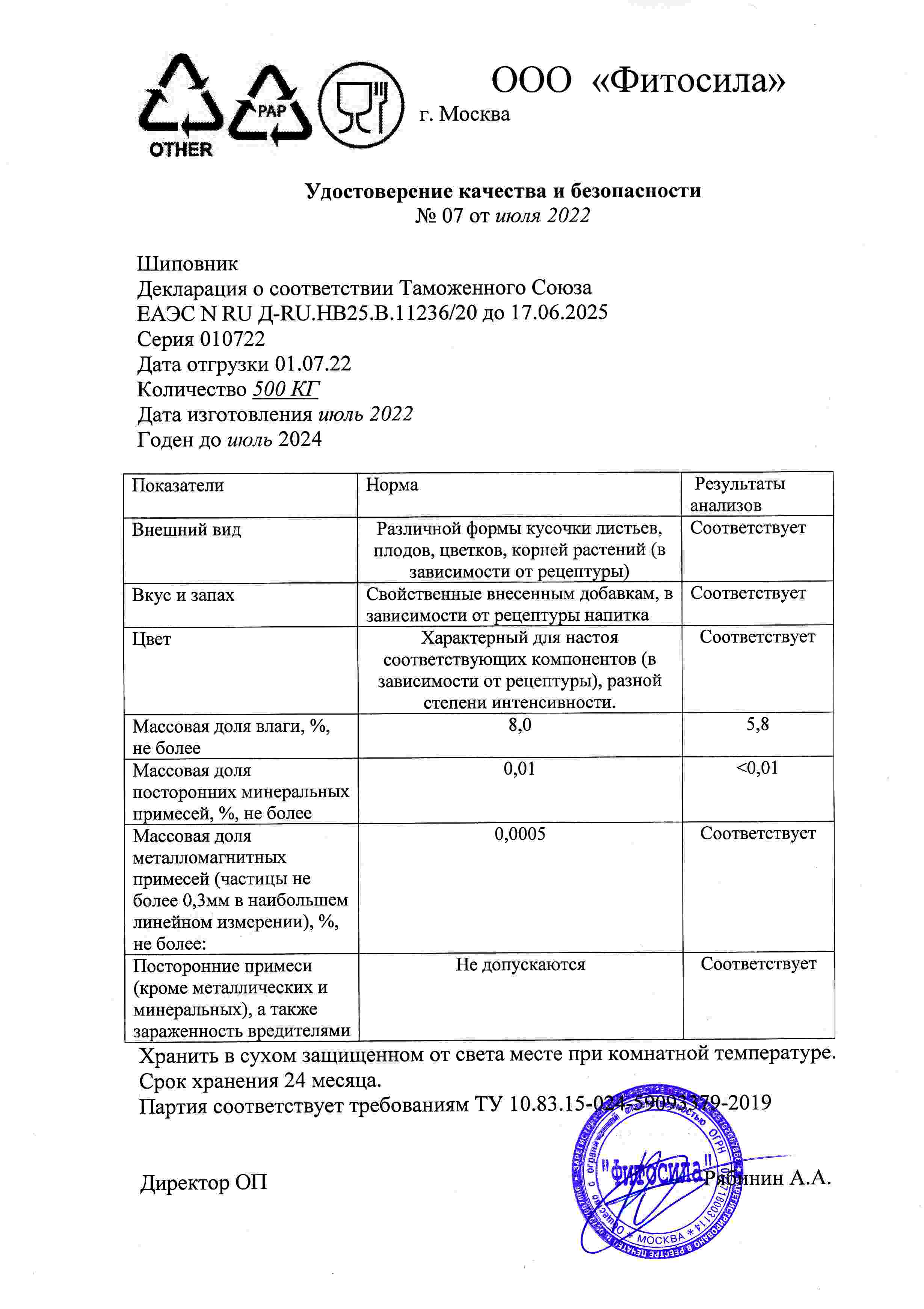 Паспорт №010722
